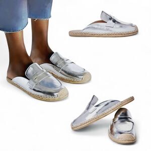 JustFab Ailana Flat Mule Metallic Slip-On Espadrille
